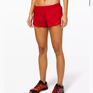 very gently worn size 2 dark red lululemon hotty hots 2.5” price negotiable